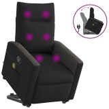 Cumpara ieftin Fotoliu rabatabil de masaj, cu ridicare, negru, material textil
