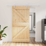 vidaXL Ușă glisantă Natural și Alb 100 x 210 cm Lemn masiv de pin 3444950