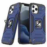 Husa Plastic - TPU WZK Ring Tough Armor Kickstand pentru Apple iPhone 13 Pro, Albastra