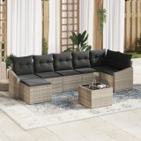 VidaXL Set Dining 8 Piese Grădină cu Perne Bej Ratan Polimeric