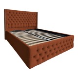 Pat Matrimonial Allegria tapitat cu somiera rabatabila diverse dimensiuni, culoare caramiziu - 200x200