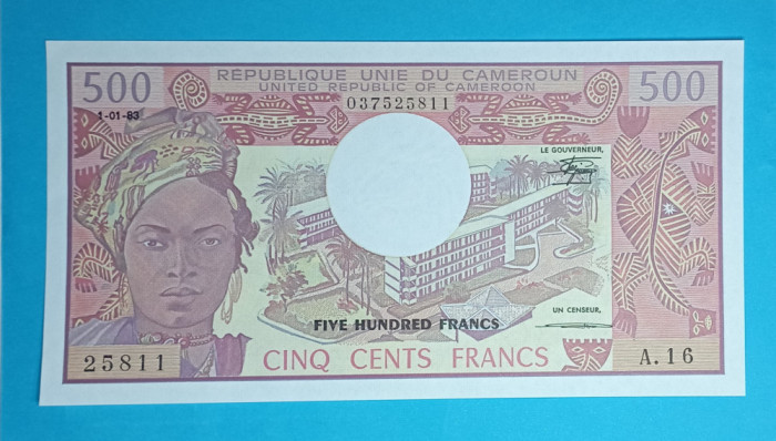 Camerun 500 Francs 1983 &#039;Yaounde&#039; UNC serie: A.16 25811