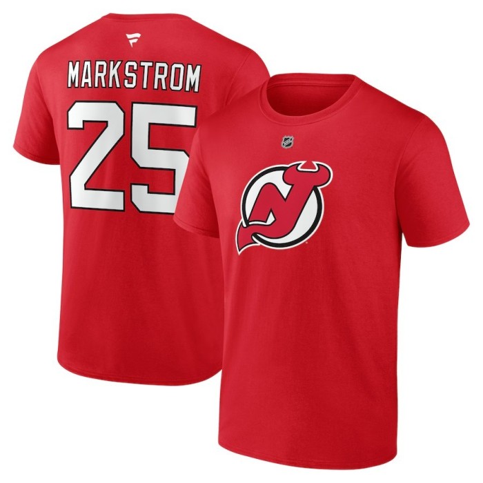 New Jersey Devils tricou de bărbați Jacob Markstrom #25 New Jersey Devils Authentic Stack Name &amp;amp; Number red - XL