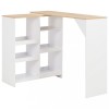 Masa de bar cu raft mobil, alb, 138x39x110 cm