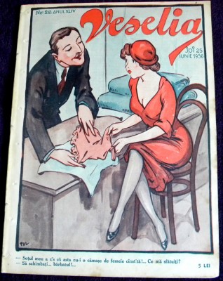 Revista &amp;rdquo;VESELIA&amp;rdquo; &amp;ndash; Nr. 26 / 1936, ilustratii erotice art deco, ilustrator PAL foto