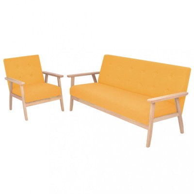 vidaXL Set de canapele 2 piese, textil, galben foto