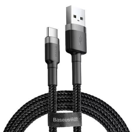 Cablu de date Baseus Cafule Tough Quality USB To Type-C QC3.0 2A 3m - CATKLF-UG1 - Negru-Gri