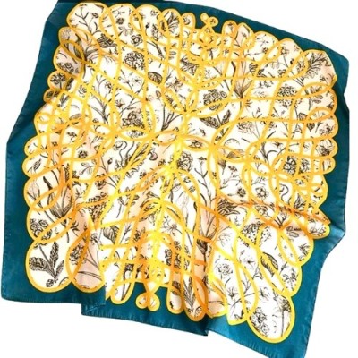 Esarfa satin Saphire Spring cu imprimeu floral foto