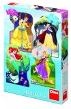 Puzzle 4 in 1 - Printesele si prieteni - 54 piese, Dino