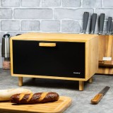 Cutie pentru paine, din bambus, cu picioare, maro cu negru, Klausberg