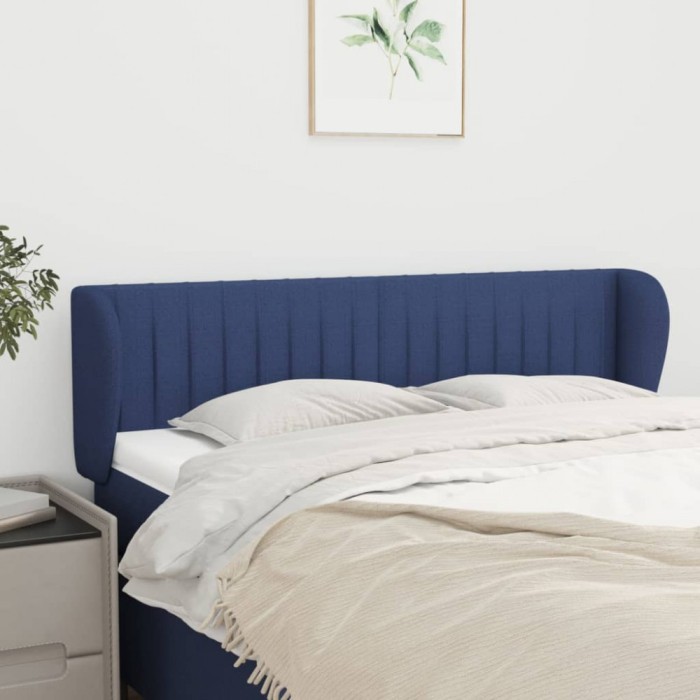 vidaXL Tăblie de pat cu aripioare, albastru, 147x23x78/88 cm textil 3117386