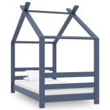 Cumpara ieftin Cadru de pat pentru copii, gri, 70 x 140 cm, lemn masiv de pin