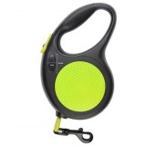 Lesa retractabila pentru caini, 5 metri, sistem de blocare, Negru / Verde reflectorizant