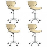 Cumpara ieftin Scaune de sufragerie pivotante 4 buc. crem piele artificială