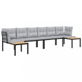 Cumpara ieftin Set canapea de gradina, 4 piese, cu perne, negru, otel vopsit