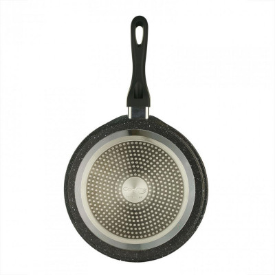 Tigaie clatite Cooking Heinner, 28 x 1.5 cm, strat antiaderent, maner soft touch, sablat, marmorat, aluminiu, Black Sand foto