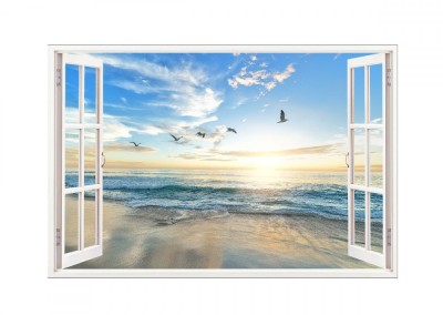 Sticker decorativ, Fereastra 3D, Ocean, 85 cm, 584STK foto