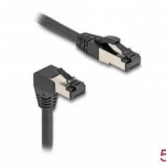 Cablu de retea RJ45 Cat.8.1 S/FTP drept/unghi 90 grade jos 5m Negru, Delock 80448