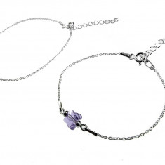 Set 2 bratari mama-fiica argint cu fluturi violet Swarovski Elements