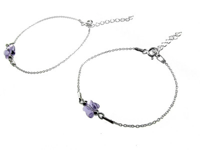 Set 2 bratari mama-fiica argint cu fluturi violet Swarovski Elements foto