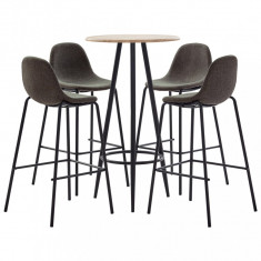 vidaXL Set mobilier de bar, 5 piese, gri închis, material textil