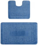 Set 2 Covorase Baie Model Ethnic 2509, Marimi 50 x 80 40 x 50 cm, Albastru, Antiderapant, Antialergic, Polipropilena