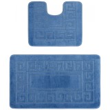 Set 2 Covorase Baie Model Ethnic 2509, Marimi 50 x 80 40 x 50 cm, Albastru, Antiderapant, Antialergic, Polipropilena
