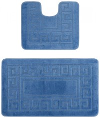 Set 2 Covorase Baie Model Ethnic 2509, Marimi 50 x 80 40 x 50 cm, Albastru, Antiderapant, Antialergic, Polipropilena