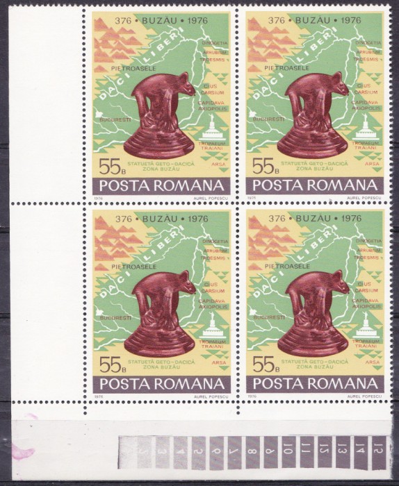 TSV % - 1976 LP 919 1600 ANI PRIMA MENTIUNE A ORASULUI BUZAU, BLOCX4, MNH/** LUX