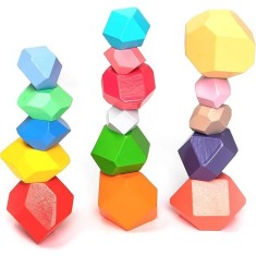 Joc de stivuire pietre din lemn 16 piese UMU Toys