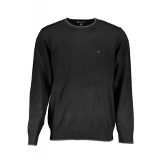 Pulover barbati cu decolteu rotund si logo brodat negru, 5XL