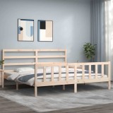 vidaXL Cadru pat cu tăblie 200x200 cm, lemn masiv de pin