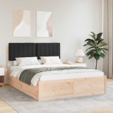 Cumpara ieftin Cadru de pat cu tablie tapitata cu headboard Negru 140 x 190 cm