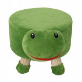 Taburet pentru copii, rotund, model broasca testoasa, textil, lemn, verde, max 50 kg, 28x25 cm, Chomik