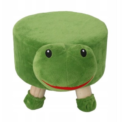 Taburet pentru copii, rotund, model broasca testoasa, textil, lemn, verde, max 50 kg, 28x25 cm, Chomik foto