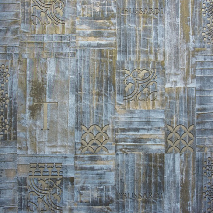 Tapet lux, model abstract, albastru, auriu, Trussardi, Z44948