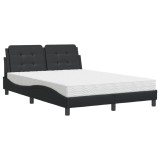 Cumpara ieftin Pat cu saltea, Zadar, negru, 140x200 cm, piele ecologica