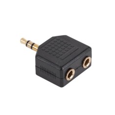 Adaptor jack 3,5mm stereo, tata la 2 x jack 3,5mm stereo, mama, gold, L101632 foto