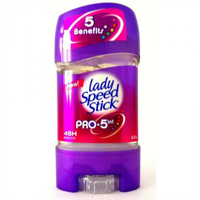 Deodorant Stick Gel Lady Speed Stick Pro 5 in 1, 65 g, Protectie 48 h, Deodorant Gel Femei Deodorant Lady Speed Stick, Antiperspirant Femei, Deodorant