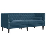 Cumpara ieftin Canapea Chesterfield cu pernute/2 locuri, albastru, catifea