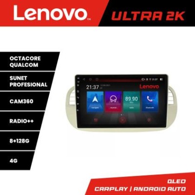 Navigatie Fiat 500 intre anii 2007-2015 Octa Core Android Radio Bluetooth GPS WIFI/4G DSP LENOVO 2K 8+128GB 360 Toslin CarStore Technology foto