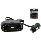 &Icirc;ncărcător Auto Olesson 1672, cu 2 Prize și 2 Porturi USB