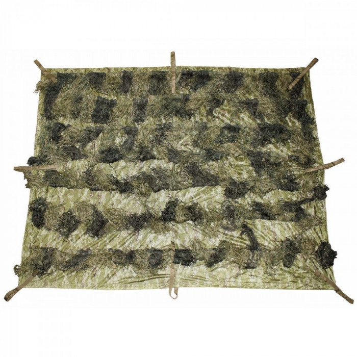 MFH Patura Camuflaj Camo Blanket &quot;Ghillie&quot; Woodland 3 x 1.5m 07753T