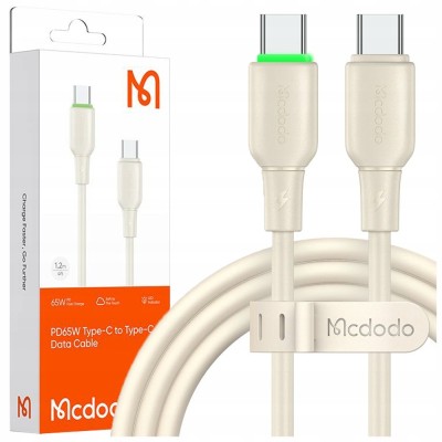 Mcdodo Usb-C Cablu De &amp;Icirc;ncărcare Rapidă Pentru Samsung Apple Usb Tip C 65W 1M Led Bej foto