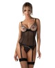 Corset Corset decorat cu broderie florală Obsessive, Negru, XS/S