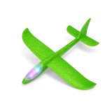 Avion planor polistiren 47 cm cu led pe varf, verde &acirc; jucarie de exterior pentru copii