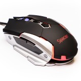 MOUSE Spacer - gaming, gaming, cu fir, USB, optic, 3.200 dpi, butoane/scroll 7/1, iluminare, negru, &quot;SPGM-PULSAR-LITE&quot; (timbru verde 0.18 lei)