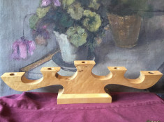 Design / Arta / Lumanari - Sfesnic deosebit din lemn model cu 5 brate ! foto