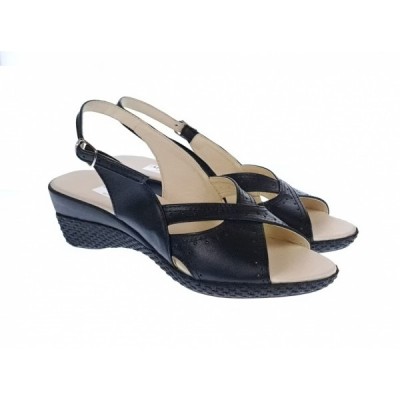 Sandale dama de vara cu platforme de 5 cm, din piele naturala, neagra, S10NBOX foto