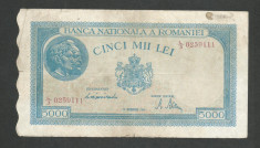 ROMANIA 5.000 5000 LEI 15 DECEMBRIE 1944 [5] P- 55 , filigran orizontal foto